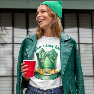 T-shirt Cute Polka Dotée Bow sur Leprechaun Top Hat