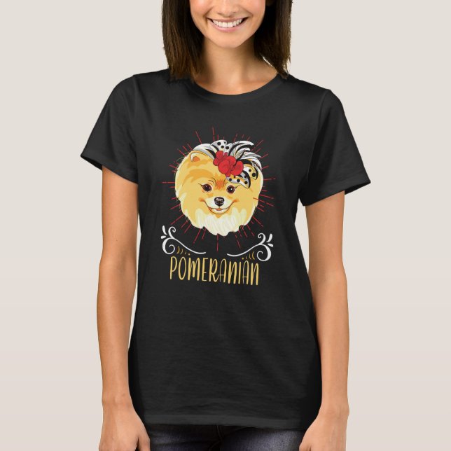 T-shirt Cute Pomeranian Delightful Cheerful Animal (Devant)