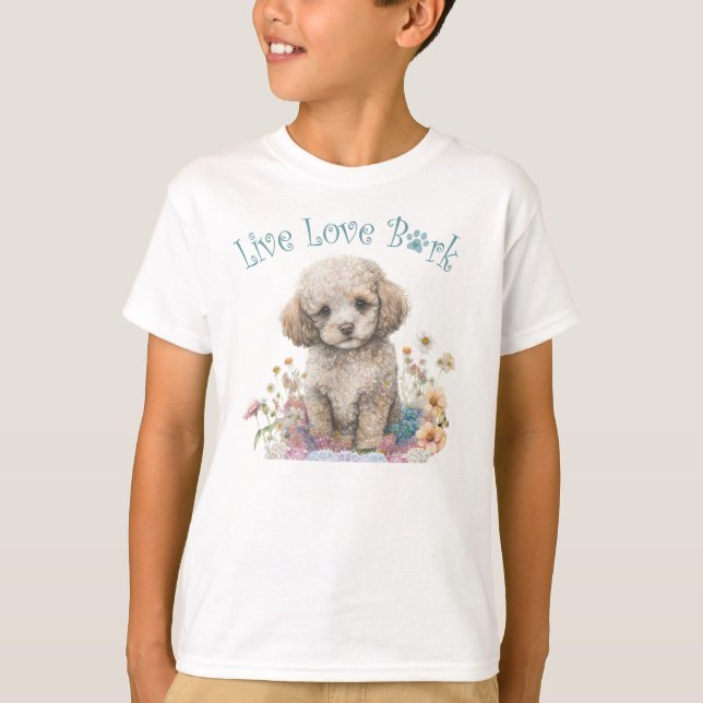 T-shirt Cute Poodle Chien Floral (Devant)