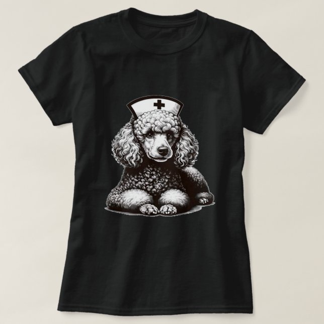 T-shirt Cute Poodle Chien infirmières Puppy Hospital Nurin (Design devant)