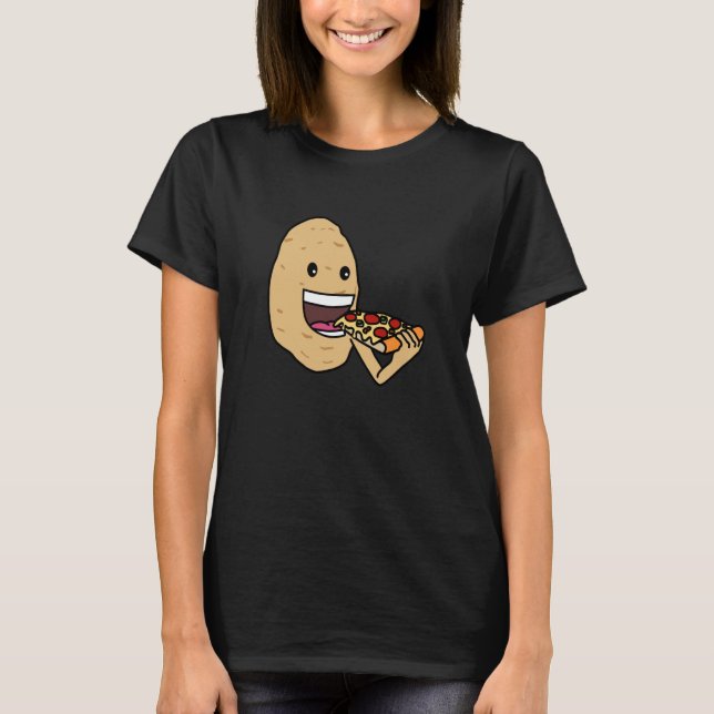 T-shirt Cute Potatoe Pizza Eating Vegetable Hobby Chef (Devant)