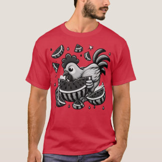 T-shirt Cute poulet Manger Watermelon Fruit Été Hommes Deu