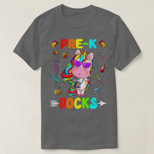 T-shirt Cute Pre K Rocks Unicorn Bienvenue À L'École Gi (Design devant)