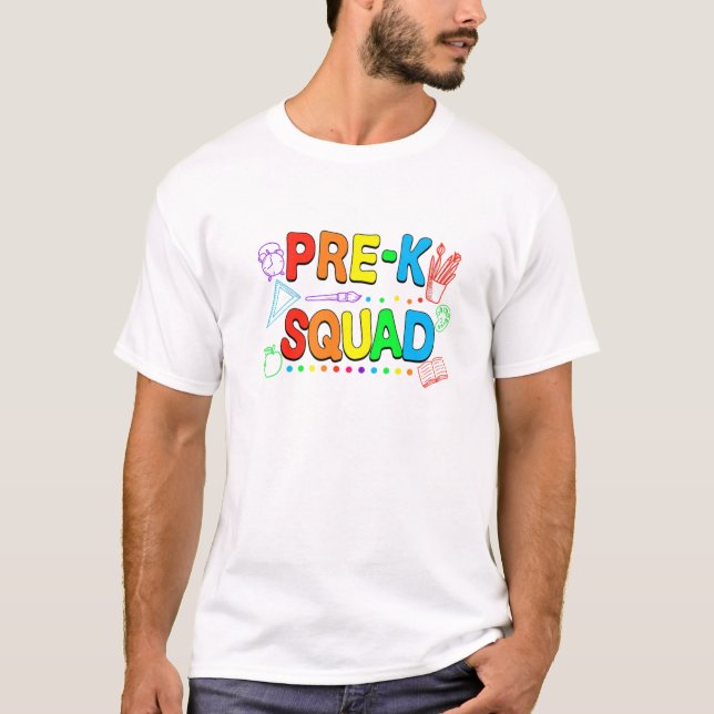 T-shirt Cute Pre-K Squad Happy First Day Of Back To School (Devant)