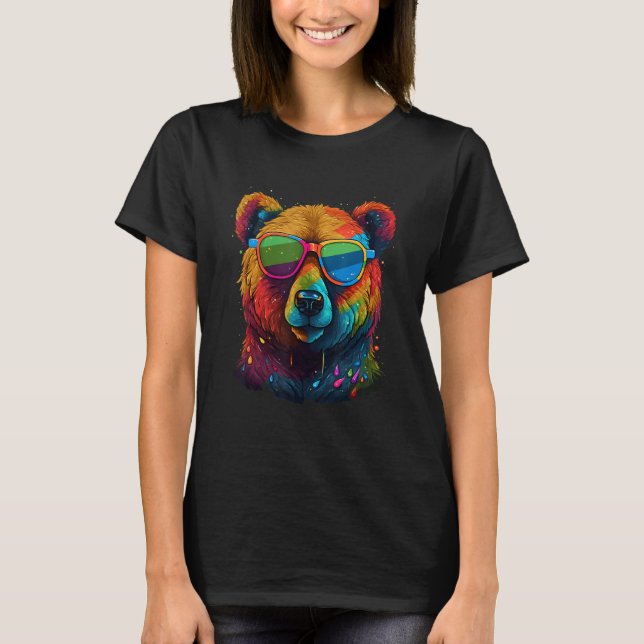 T-shirt Cute Pro Gay Bear Lunettes de soleil Pride 2023 Ra (Devant)