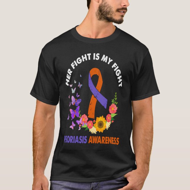 T-shirt Cute Psoriasis Awareness Orange Ribbon Costume Men (Devant)