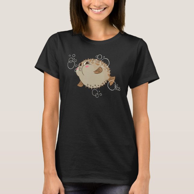 T-shirt Cute Puffer Fish Ocean Plongée Pêche Pufferfish L (Devant)