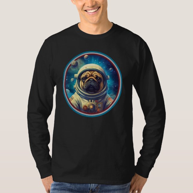 T-shirt Cute Pug Astronaut In Space Suit Galaxy Dog Design (Devant)