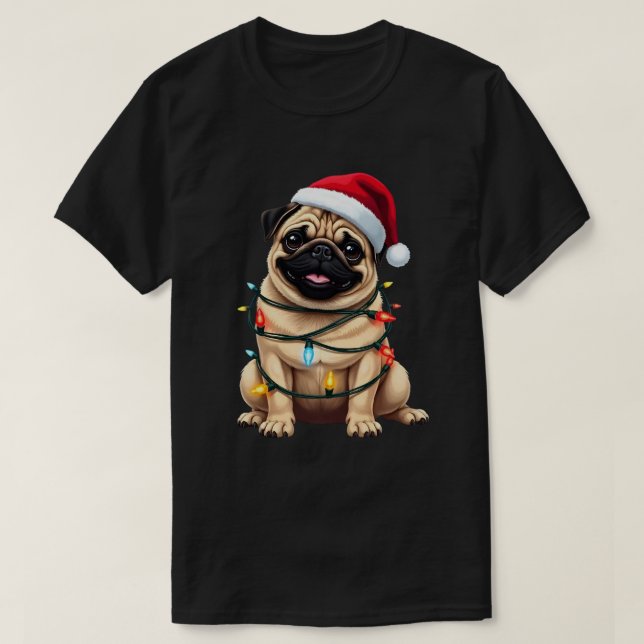 T-shirt Cute Pug Christmas Santa Pet Dog Lover  (Design devant)