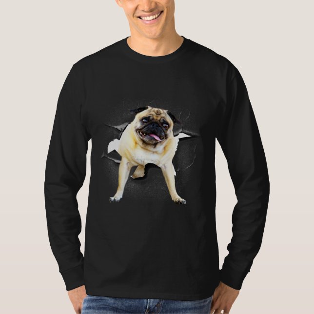 T-shirt cute pug dog that bumps head cracked wall (Devant)
