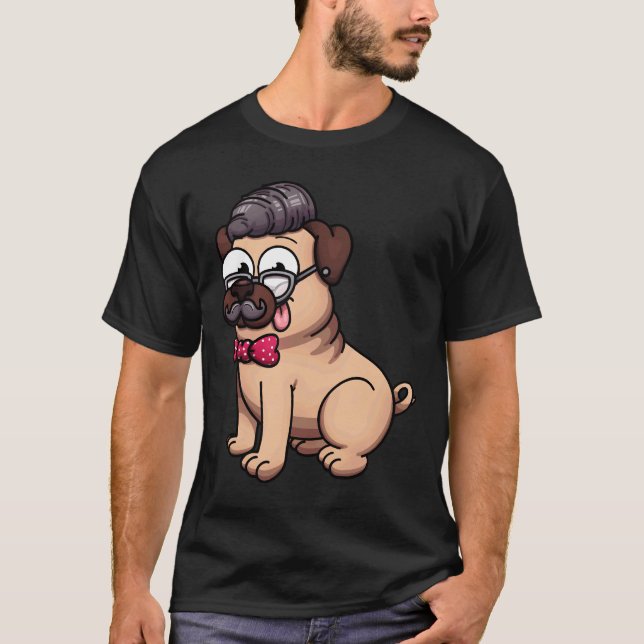 T-shirt Cute Pug Hipster Classique  602 (Devant)