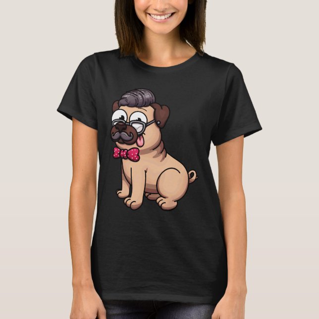 T-shirt Cute Pug Hipster Classique  602 (Devant)