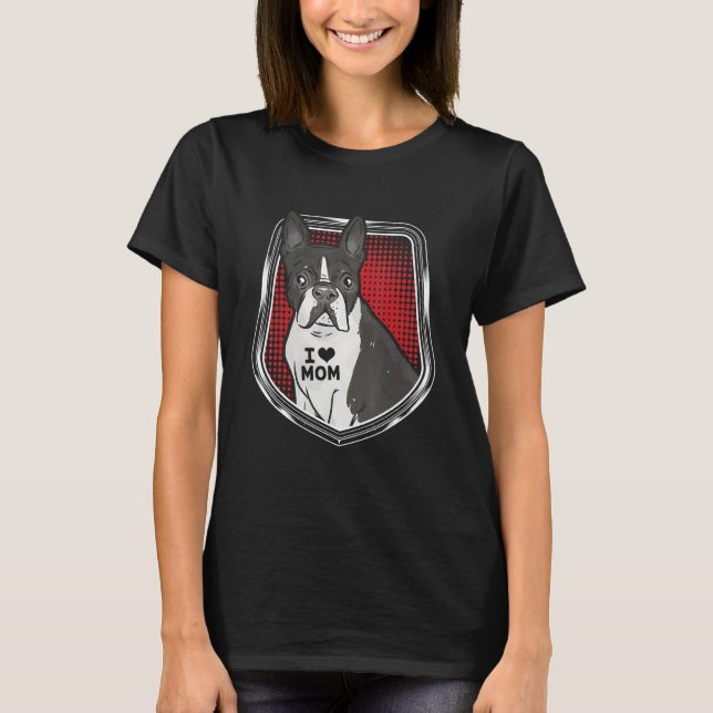 T-shirt Cute Pug Love Mom (Devant)