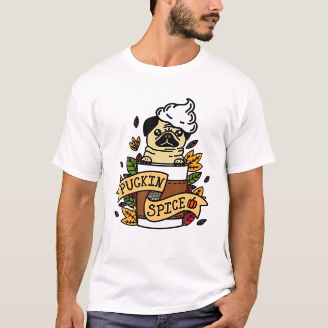 T-shirt Cute Pugkin Spice Fall Funny Pug Thanksgiving Gift (Devant)