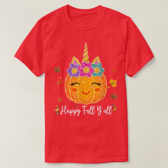 T-shirt Cute Pumkin Unicorn Halloween Thanksgiving  (Design devant)