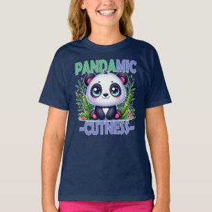 T-shirt Cute pun pandémique. Dessin animé de bébé panda mi