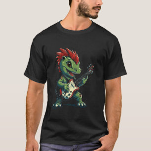 T-shirt Cute Punk Dinosaur Guitare Band Funny T Rex Dinosa