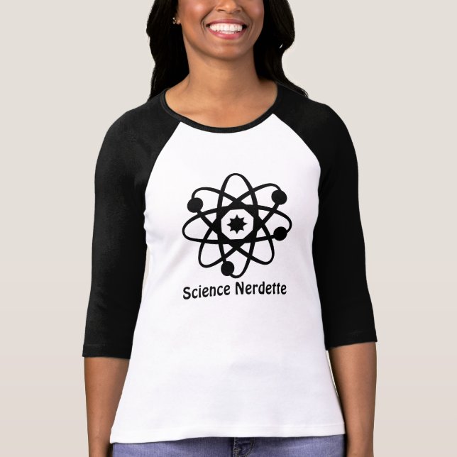 T-shirt Cute punk science nerdette atome noir (Devant)