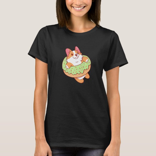 T-shirt cute puppies lovely dog holder lover corgi donut P (Devant)