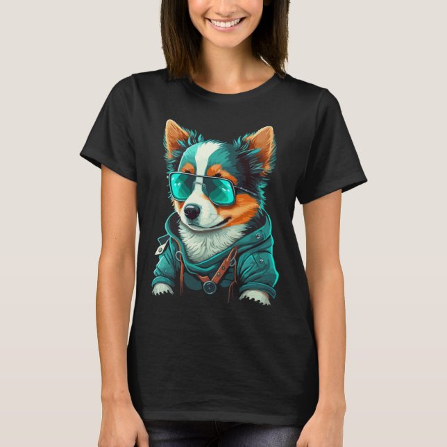 T-shirt Cute Puppy With Sunglasses  1 (Devant)