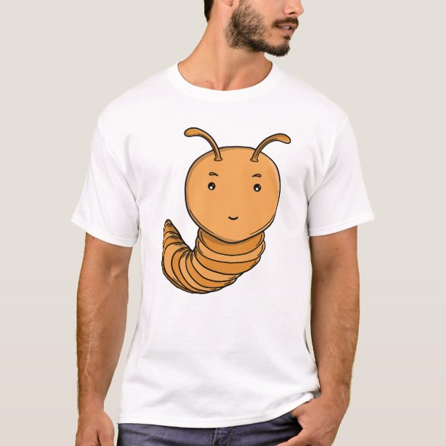 T-shirt Cute Purple Centipede Happy Kawaii Caterpillar  (Devant)