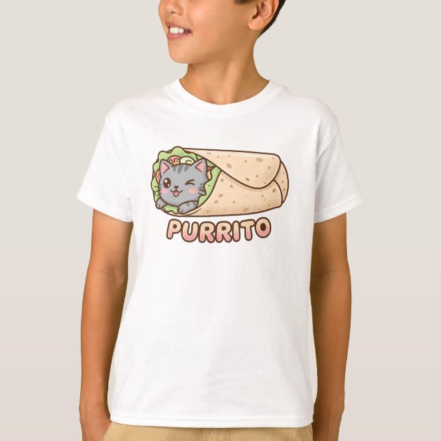 T-shirt Cute Purrito Cat Burrito Funny Pun Kawaii Kids T-S (Devant)