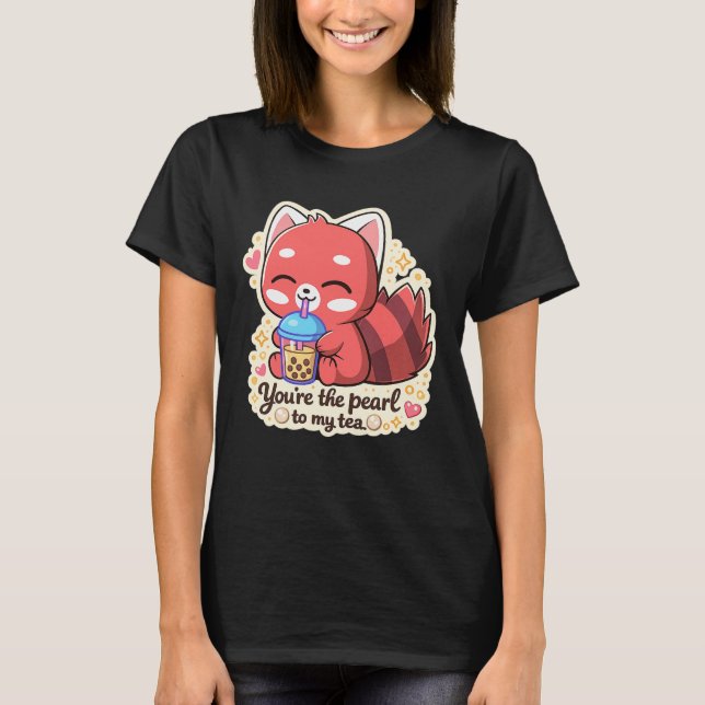 T-shirt Cute Rabbit drinking bubble tea, boba tea (Devant)