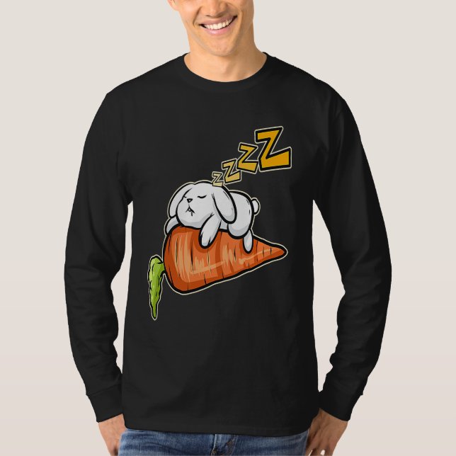 T-shirt Cute Rabbit Sleeping On A Carrot On Easter (Devant)