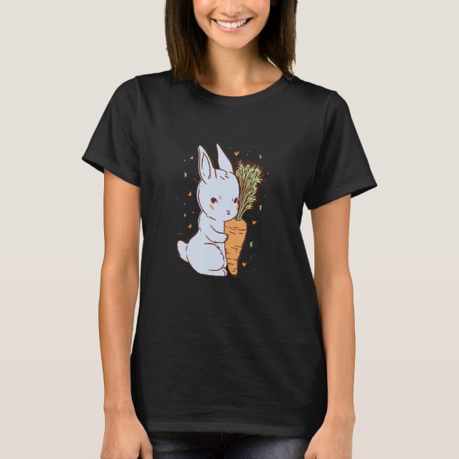 T-shirt Cute rabbit that hugs a carrot with hearts (Devant)