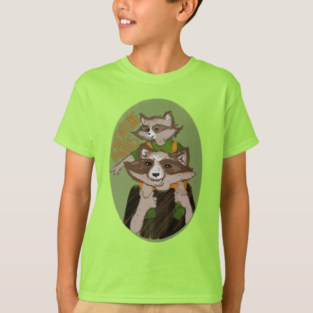T-shirt Cute Raccoon Adventure Awaits Commemorative  (Devant)