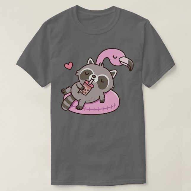 T-shirt Cute Raccoon g sur Flamant rose Pool Flotte (Design devant)