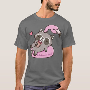 T-shirt Cute Raccoon g sur Flamant rose Pool Flotte