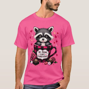 T-shirt Cute Raccoon Valentine Buffalo Plaid