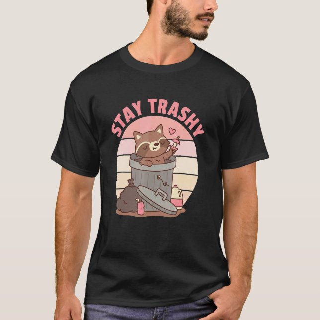 T-shirt Cute Racoon Team Trash Stay Trashy Retro Raccoons  (Devant)