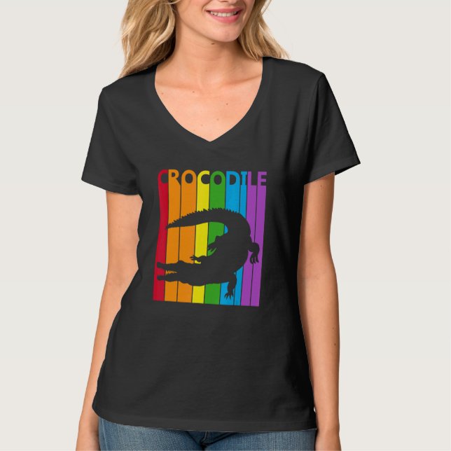 T-shirt Cute Rainbow Crocodile animal (Devant)