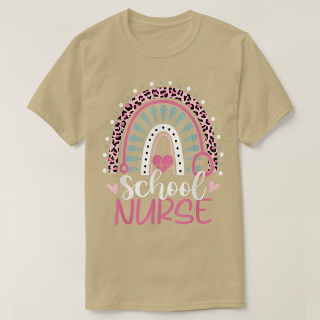 T-shirt Cute Rainbow Empreinte de léopard école infirmière (Design devant)