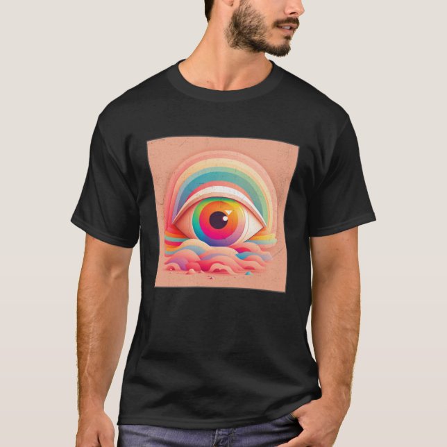 T-shirt Cute Rainbow Eye Illustration Colorful Tears Uniqu (Devant)