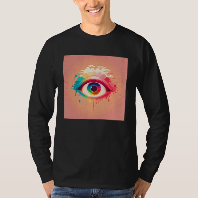 T-shirt Cute Rainbow Eye Illustration Colorful Tears Uniqu (Devant)