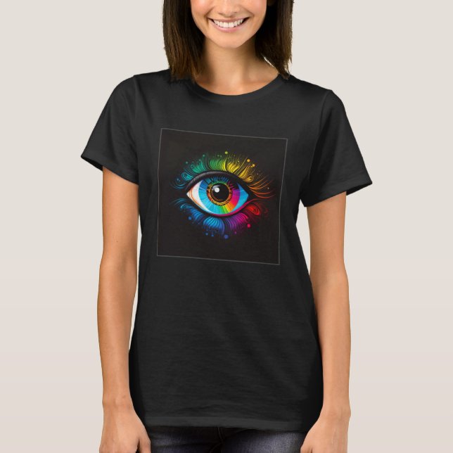 T-shirt Cute Rainbow Eye Illustration Colorful Tears Uniqu (Devant)
