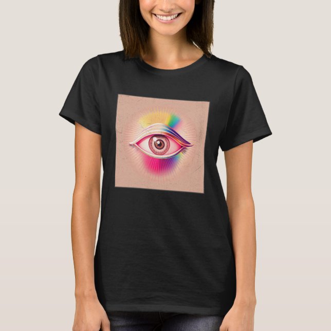 T-shirt Cute Rainbow Eye Illustration Colorful Tears Uniqu (Devant)