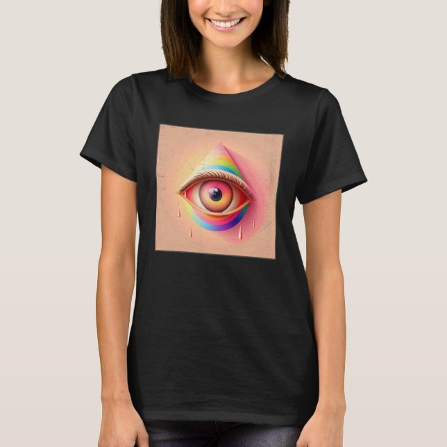 T-shirt Cute Rainbow Eye Illustration Colorful Tears Uniqu (Devant)