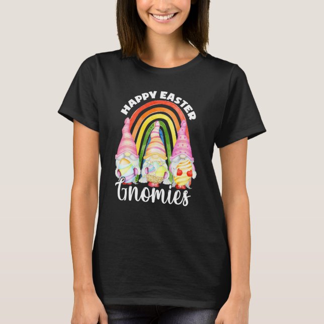 T-shirt Cute Rainbow Gnome Lapin de Pâques Gnomes Oeufs (Devant)