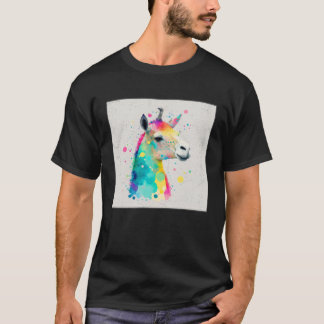 T-shirt Cute Rainbow Llama Paint Splatter Illustration Col