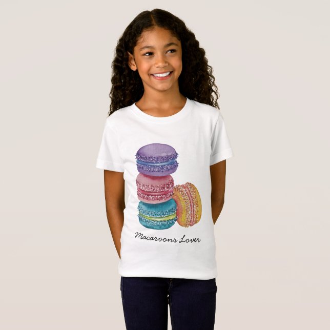 T-Shirt Cute Rainbow Macaroons In Watercolor (Devant entier)