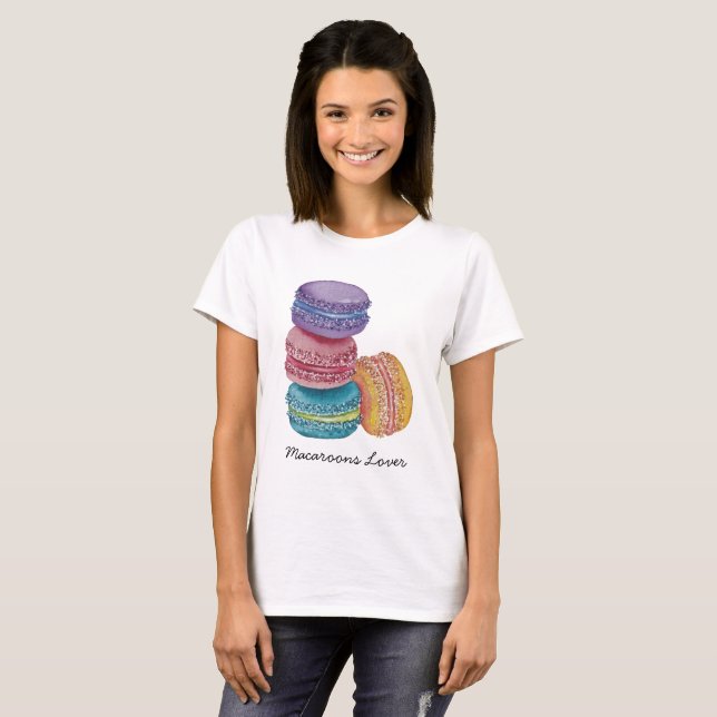 T-shirt Cute Rainbow Macaroons In Watercolor (Devant entier)