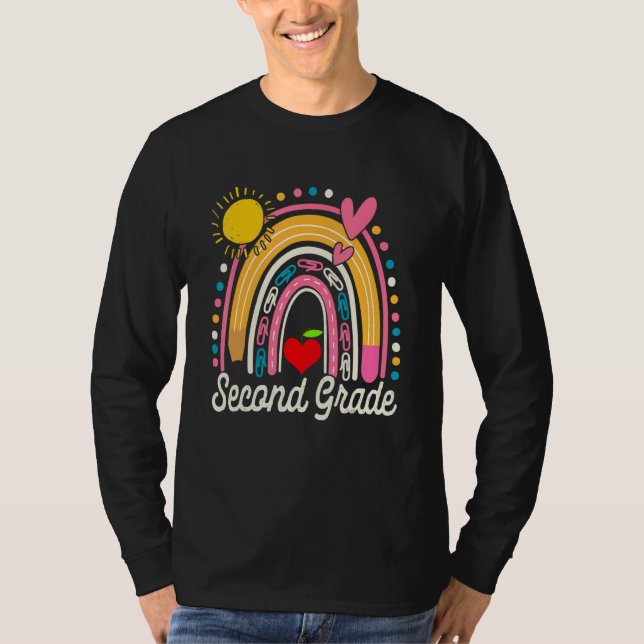 T-shirt Cute Rainbow Second Grade Teacher Student Back To  (Devant)