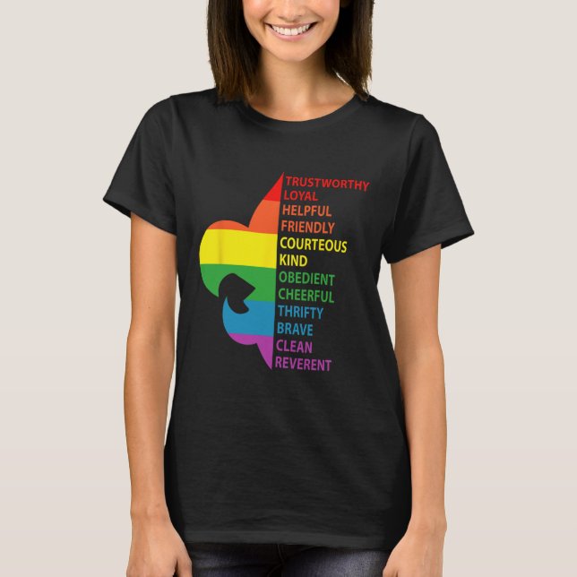 T-shirt Cute Rainbow Style Scouting Law  (Devant)