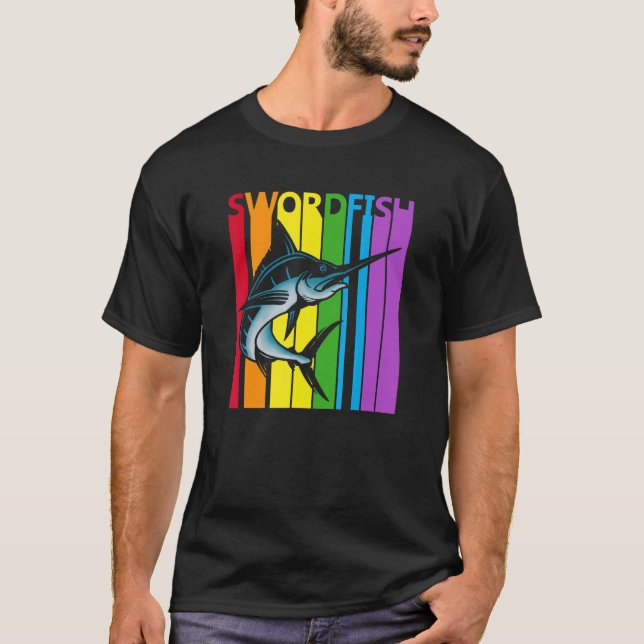 T-shirt Cute Rainbow Swordfish fish (Devant)
