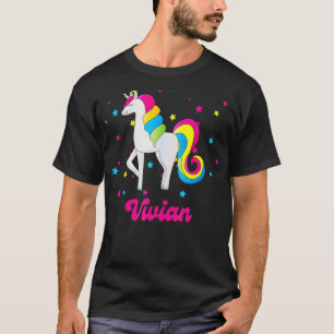 T-shirt Cute Rainbow Unicorn rose et bleu Vi personnalisé