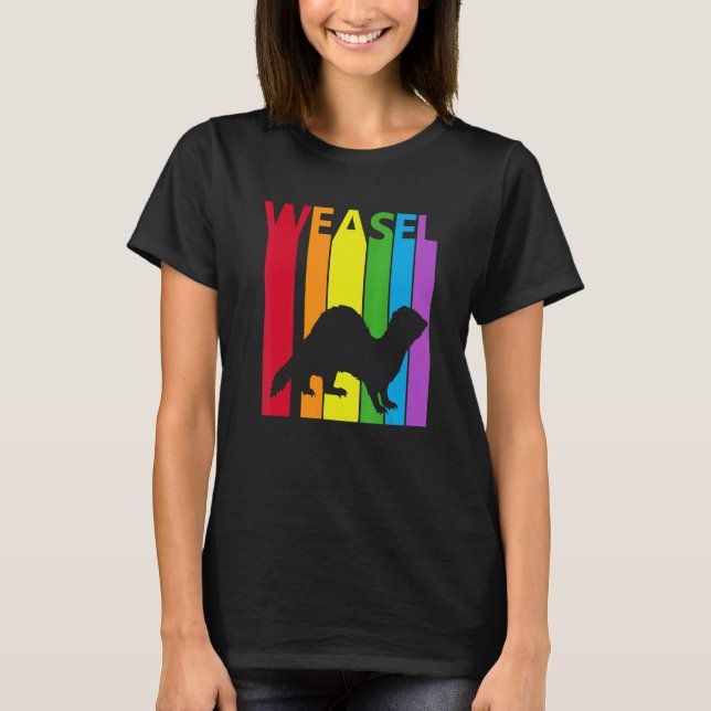 T-shirt Cute Rainbow Weasel animal (Devant)